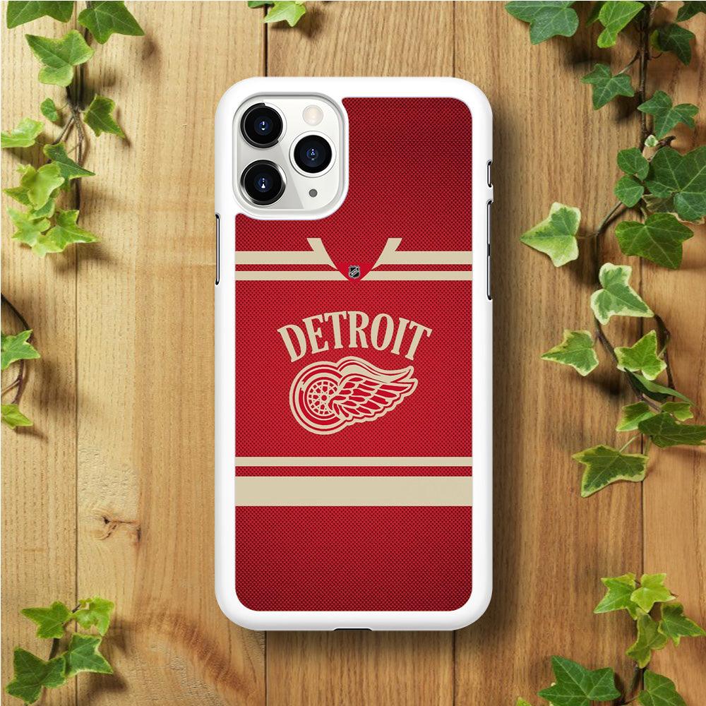 Hockey Detroit Red Wings NHL 002 iPhone 11 Pro Max Case-Rubber / White (2D Case)-Xtracase