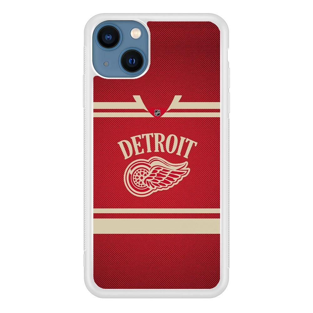 Hockey Detroit Red Wings NHL 002 iPhone 13 Case-Rubber / White (2D Case)-Xtracase
