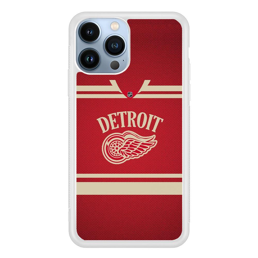 Hockey Detroit Red Wings NHL 002 iPhone 13 Pro Max Case-Rubber / White (2D Case)-Xtracase