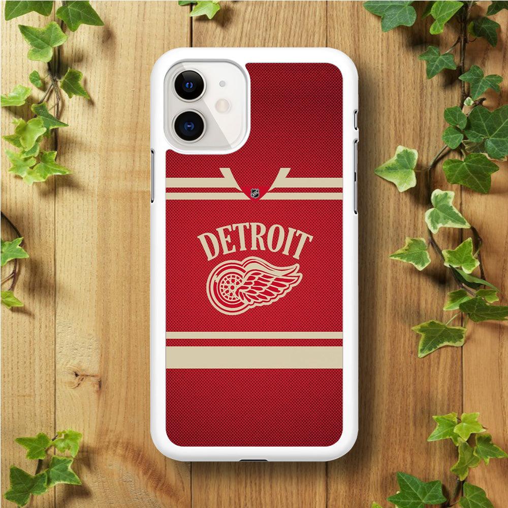 Hockey Detroit Red Wings NHL 002 iPhone 11 Case-Rubber / White (2D Case)-Xtracase