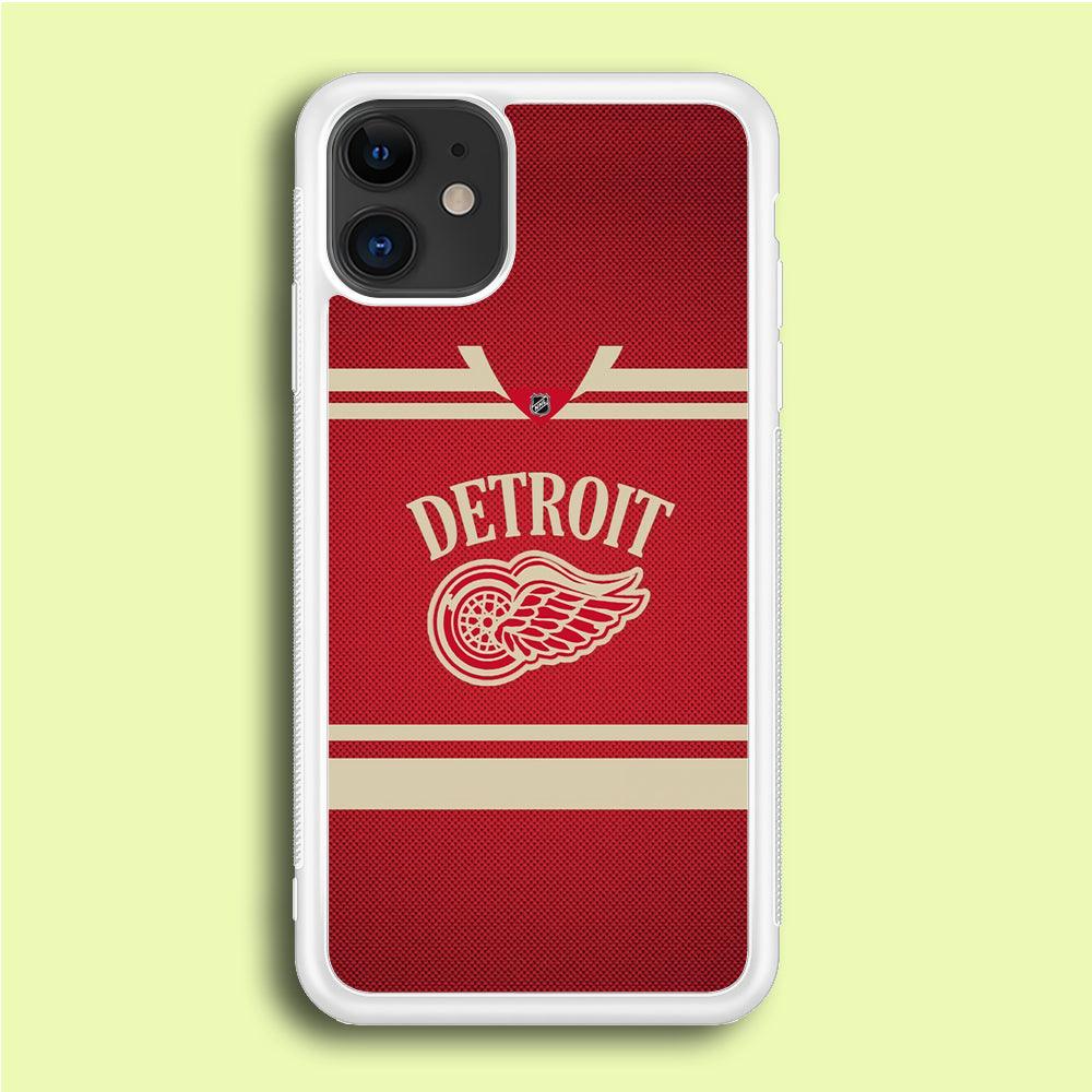 Hockey Detroit Red Wings NHL 002 iPhone 12 Case-Rubber / White (2D Case)-Xtracase
