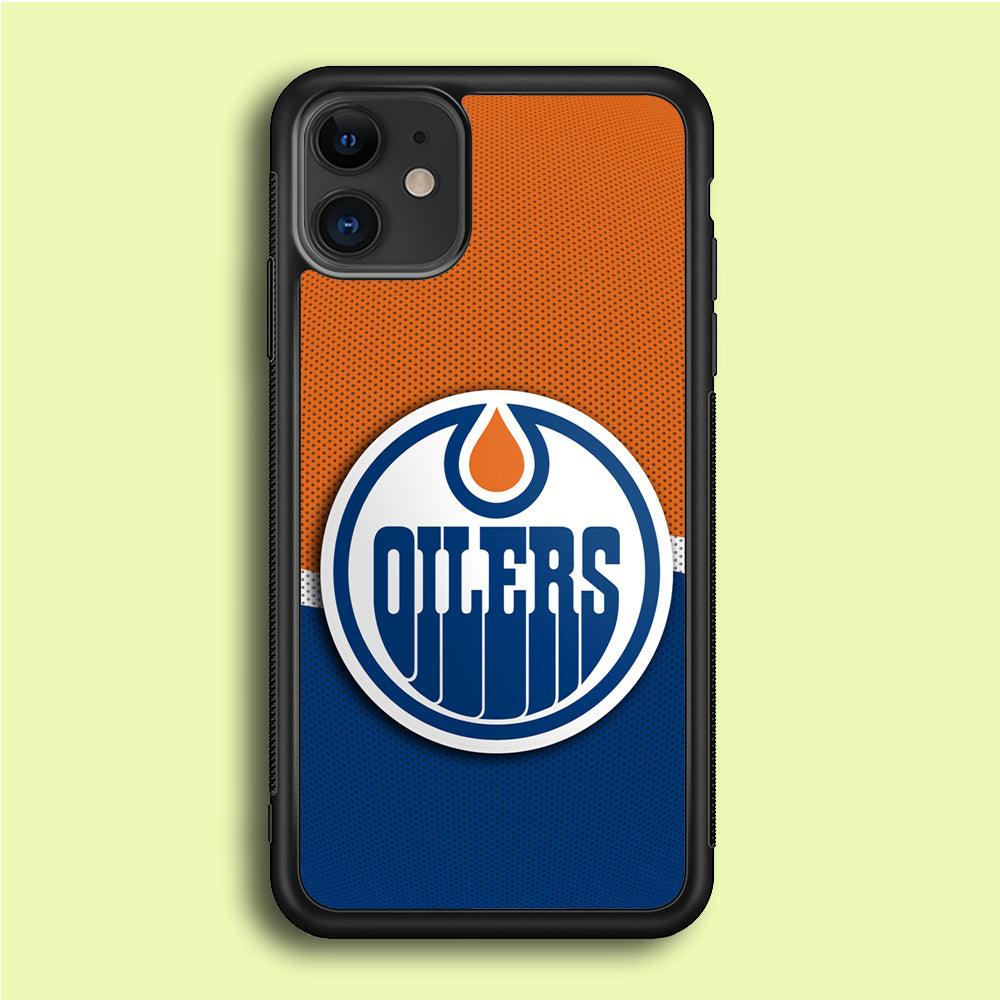 Hockey Edmonton Oilers NHL 002 iPhone 12 Case-Rubber / Black (2D Case)-Xtracase