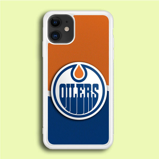 Hockey Edmonton Oilers NHL 002 iPhone 12 Case-Rubber / White (2D Case)-Xtracase