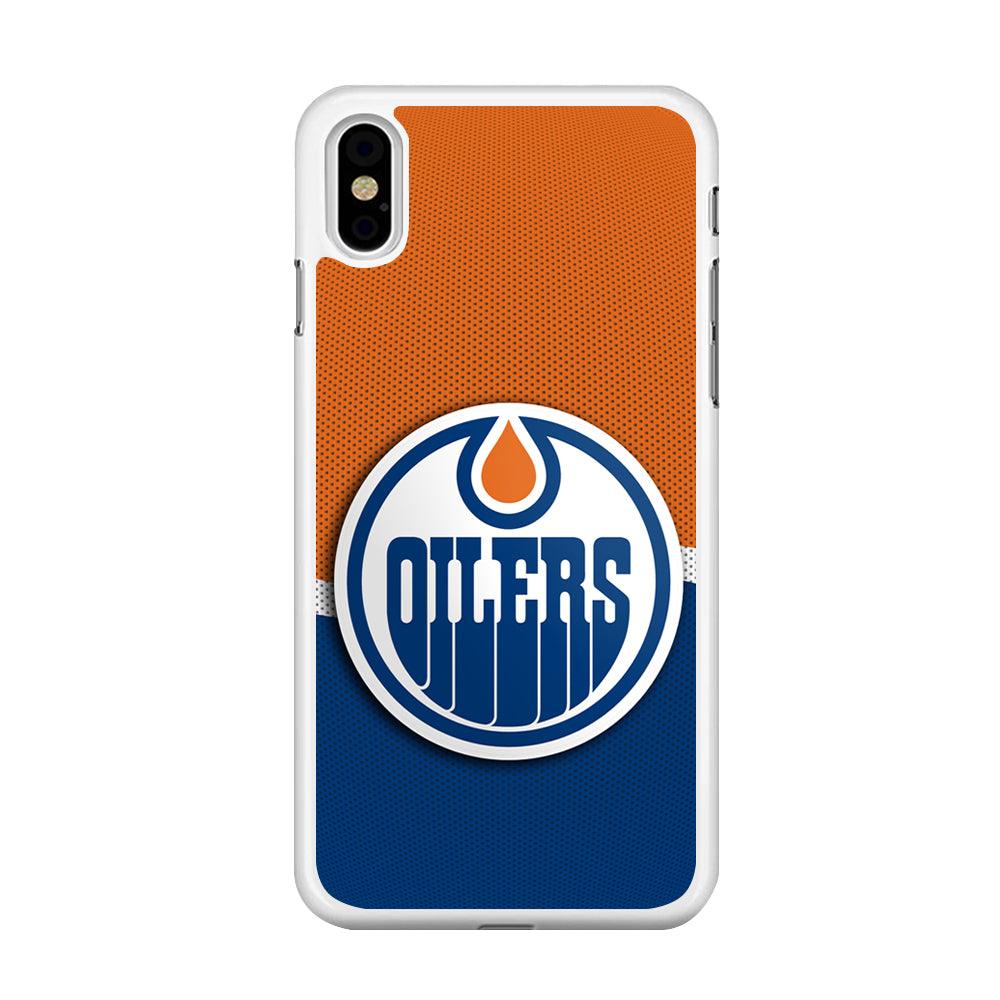 Hockey Edmonton Oilers NHL 002 iPhone Xs Case-Rubber / White (2D Case)-Xtracase