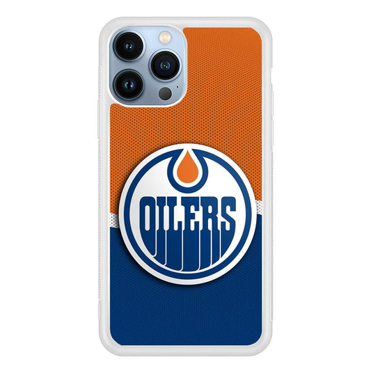 Hockey Edmonton Oilers NHL 002 iPhone 13 Pro Max Case-Rubber / White (2D Case)-Xtracase