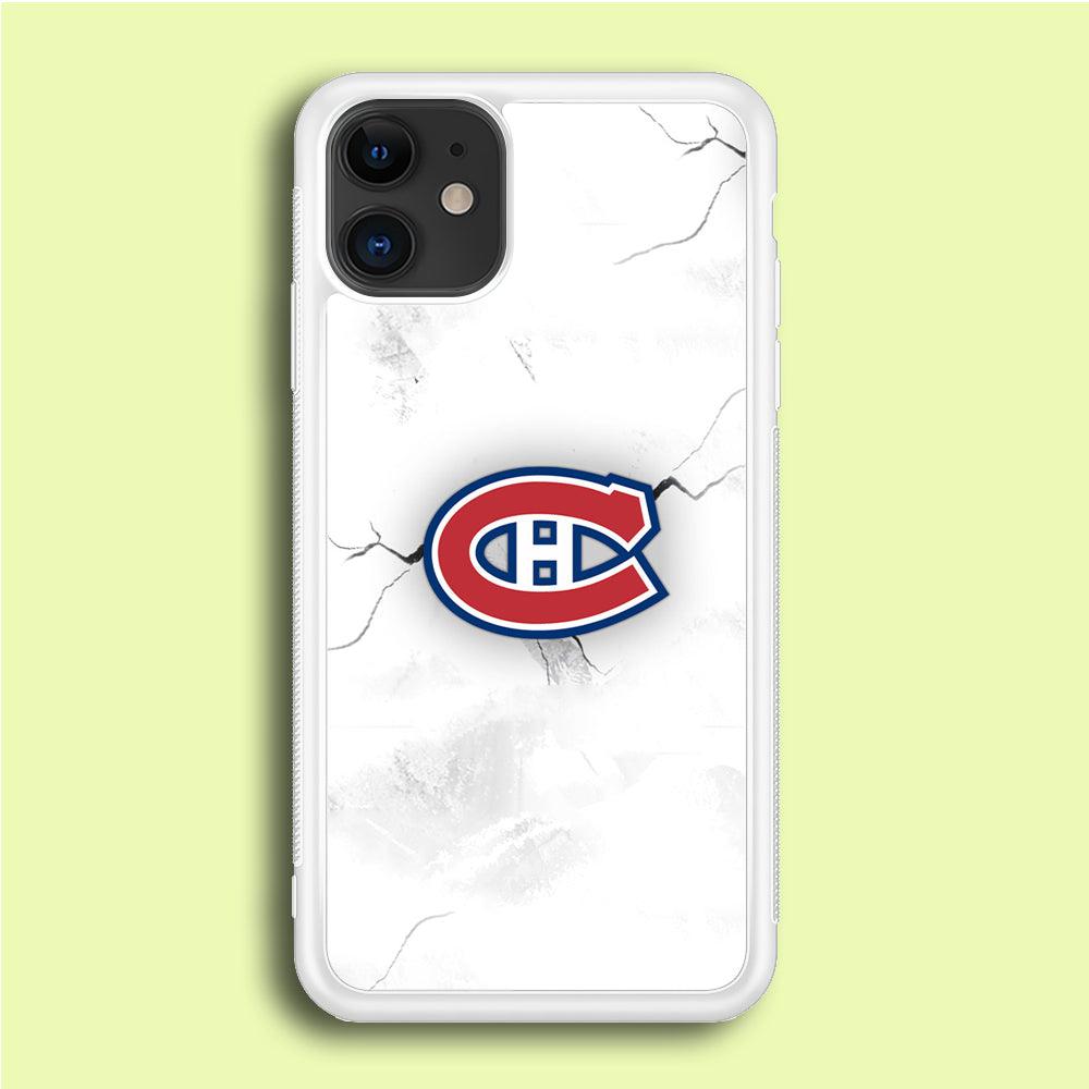 Hockey Montréal Canadiens NHL 001 iPhone 12 Case-Rubber / White (2D Case)-Xtracase
