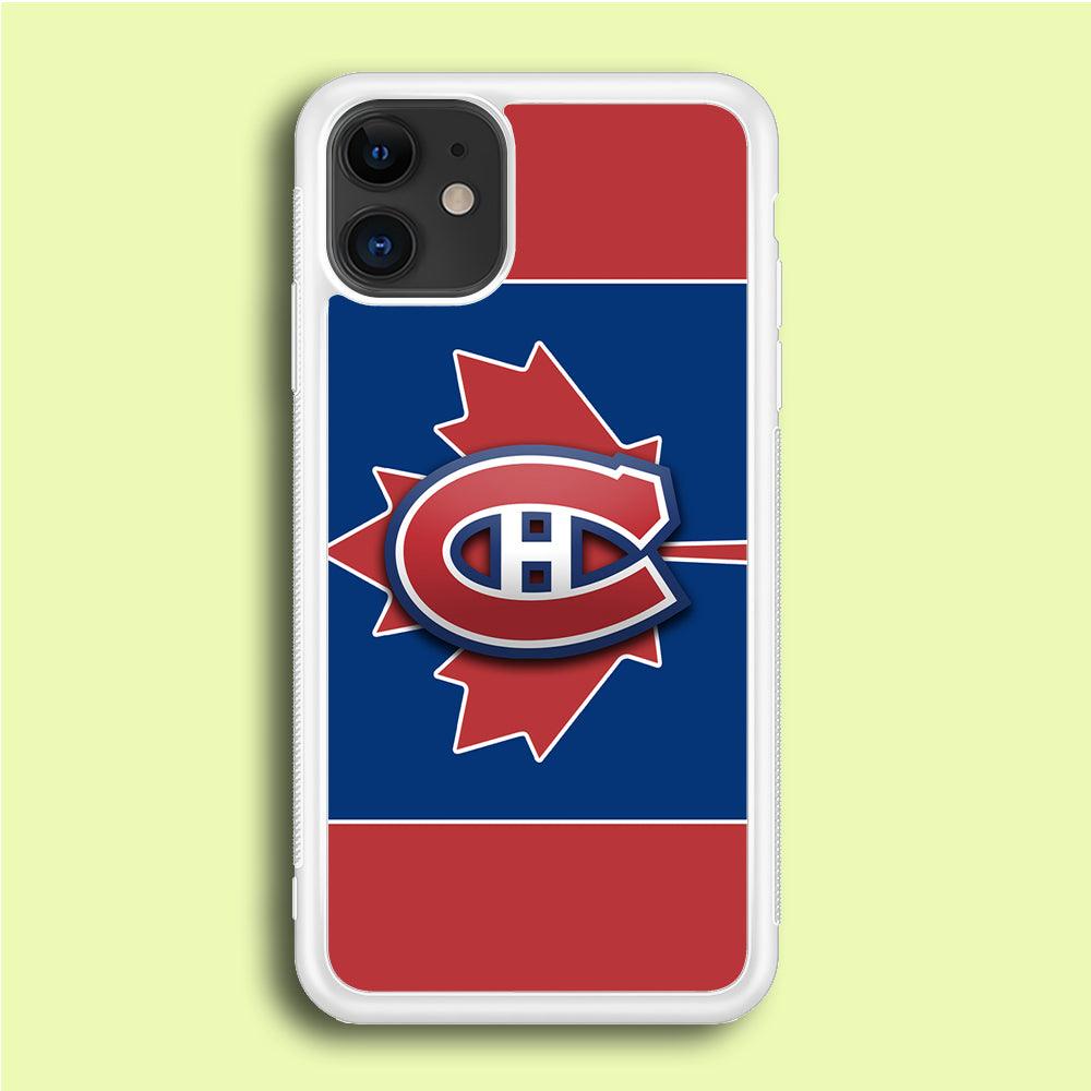 Hockey Montréal Canadiens NHL 002 iPhone 12 Case-Rubber / White (2D Case)-Xtracase