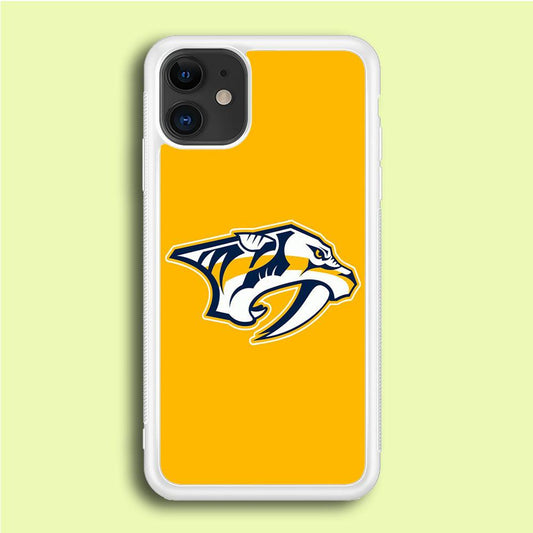 Hockey Nashville Predators NHL 002 iPhone 12 Case-Rubber / White (2D Case)-Xtracase