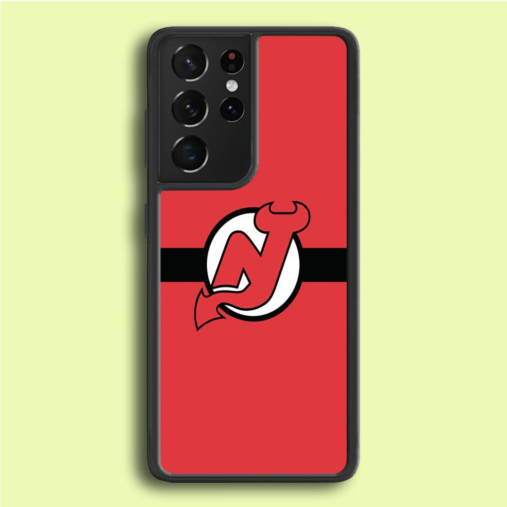 Hockey New Jersey Devils NHL 002 Samsung Galaxy S21 Ultra Case-Rubber / White (2D Case)-Xtracase