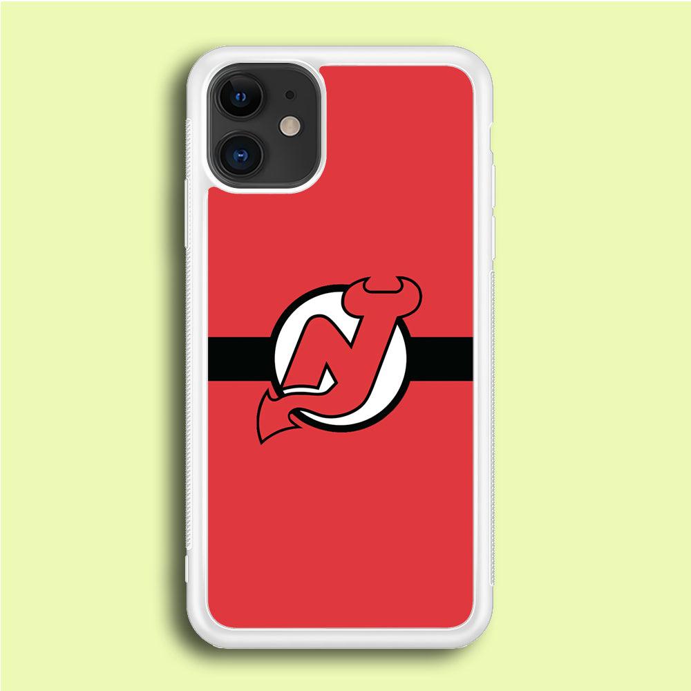 Hockey New Jersey Devils NHL 002 iPhone 12 Case-Rubber / White (2D Case)-Xtracase