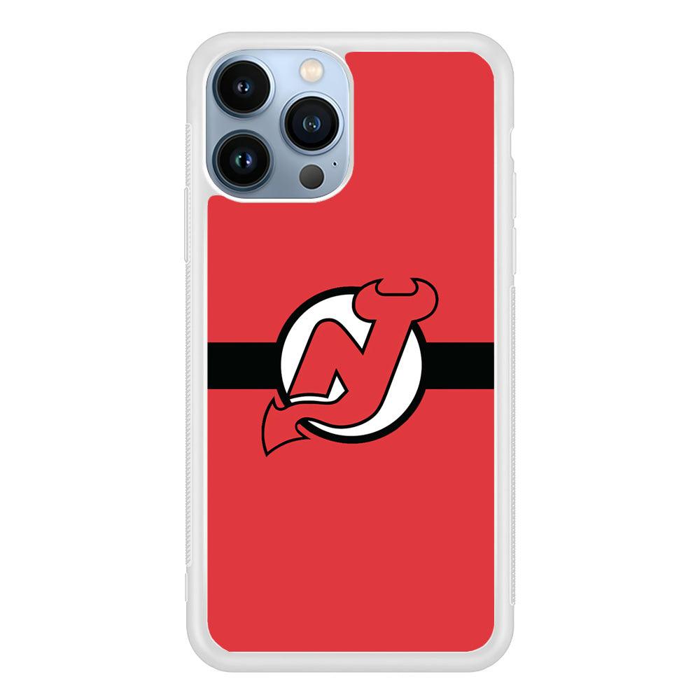 Hockey New Jersey Devils NHL 002 iPhone 13 Pro Case-Rubber / White (2D Case)-Xtracase