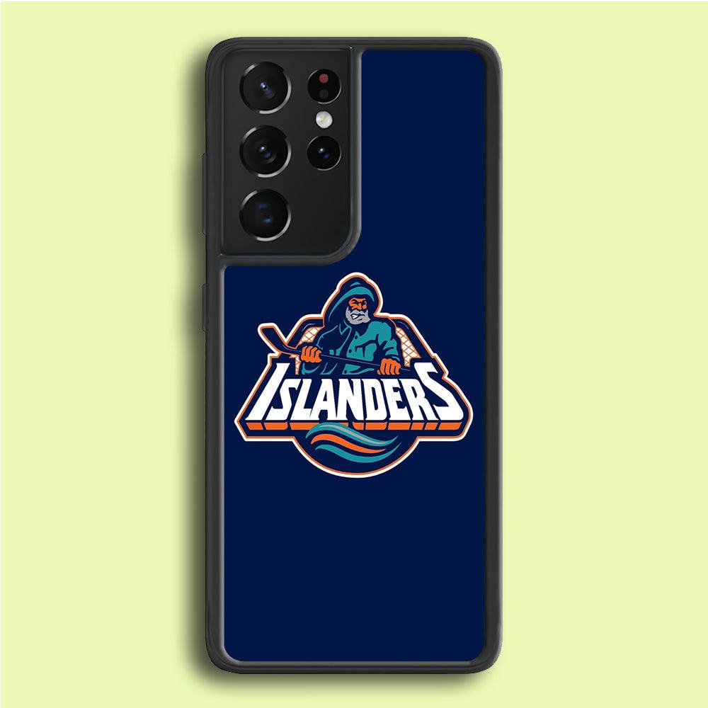Hockey New York Islanders NHL 001 Samsung Galaxy S21 Ultra Case-Rubber / Black (2D Case)-Xtracase