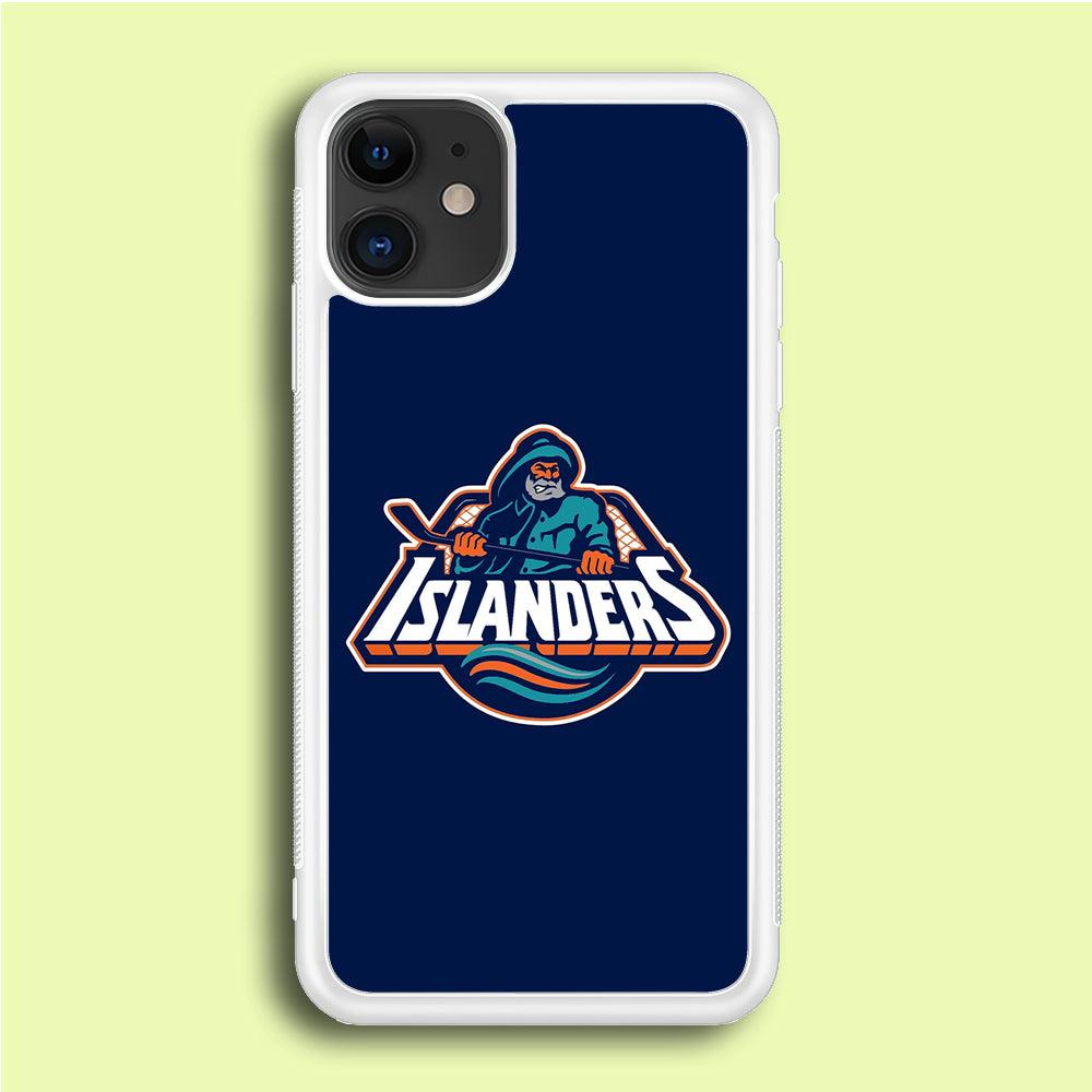 Hockey New York Islanders NHL 001 iPhone 12 Case-Rubber / White (2D Case)-Xtracase