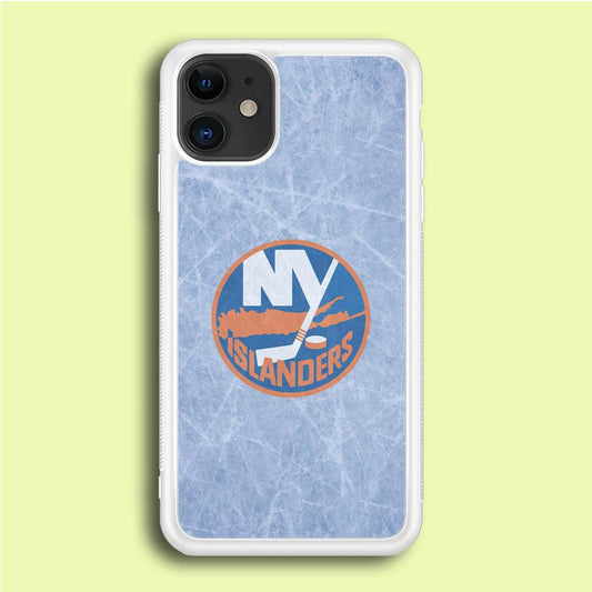 Hockey New York Islanders NHL 002 iPhone 12 Case-Rubber / White (2D Case)-Xtracase