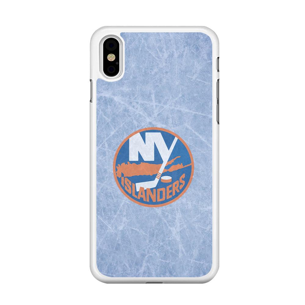 Hockey New York Islanders NHL 002 iPhone Xs Max Case-Rubber / White (2D Case)-Xtracase