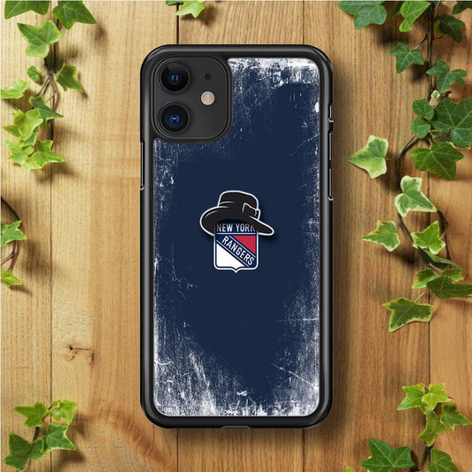 Hockey New York Rangers NHL 001 iPhone 11 Case-Rubber / Black (2D Case)-Xtracase