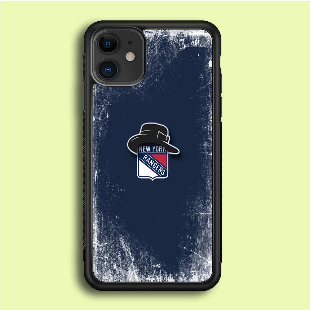 Hockey New York Rangers NHL 001 iPhone 12 Case-Rubber / Black (2D Case)-Xtracase