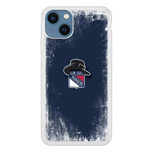 Hockey New York Rangers NHL 001 iPhone 13 Mini Case-Rubber / White (2D Case)-Xtracase