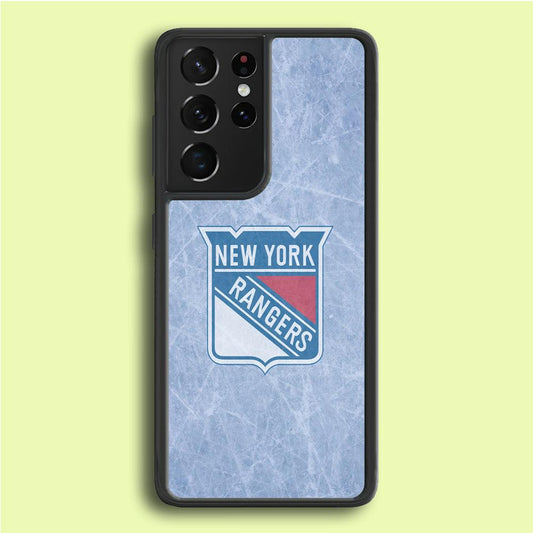 Hockey New York Rangers NHL 002 Samsung Galaxy S21 Ultra Case-Rubber / White (2D Case)-Xtracase