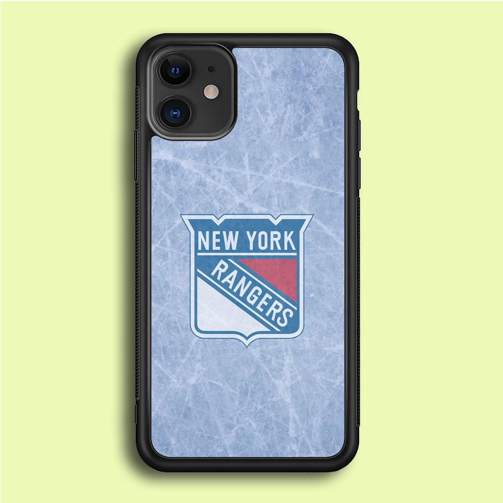 Hockey New York Rangers NHL 002 iPhone 12 Mini Case-Rubber / Black (2D Case)-Xtracase