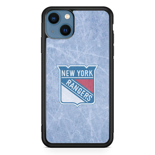 Hockey New York Rangers NHL 002 iPhone 13 Mini Case-Rubber / Black (2D Case)-Xtracase