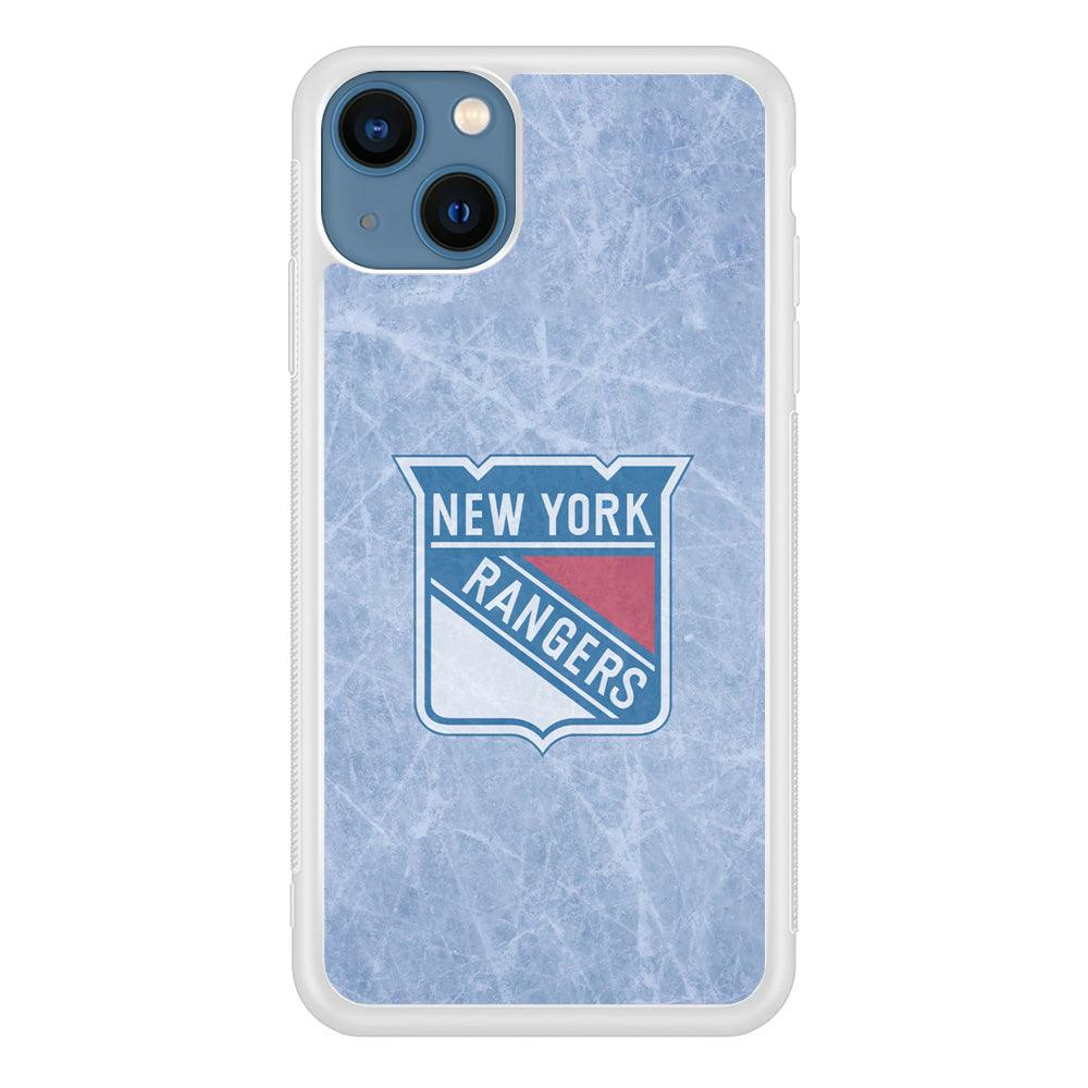 Hockey New York Rangers NHL 002 iPhone 13 Mini Case-Rubber / White (2D Case)-Xtracase
