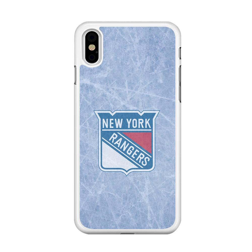 Hockey New York Rangers NHL 002 iPhone Xs Max Case-Rubber / White (2D Case)-Xtracase