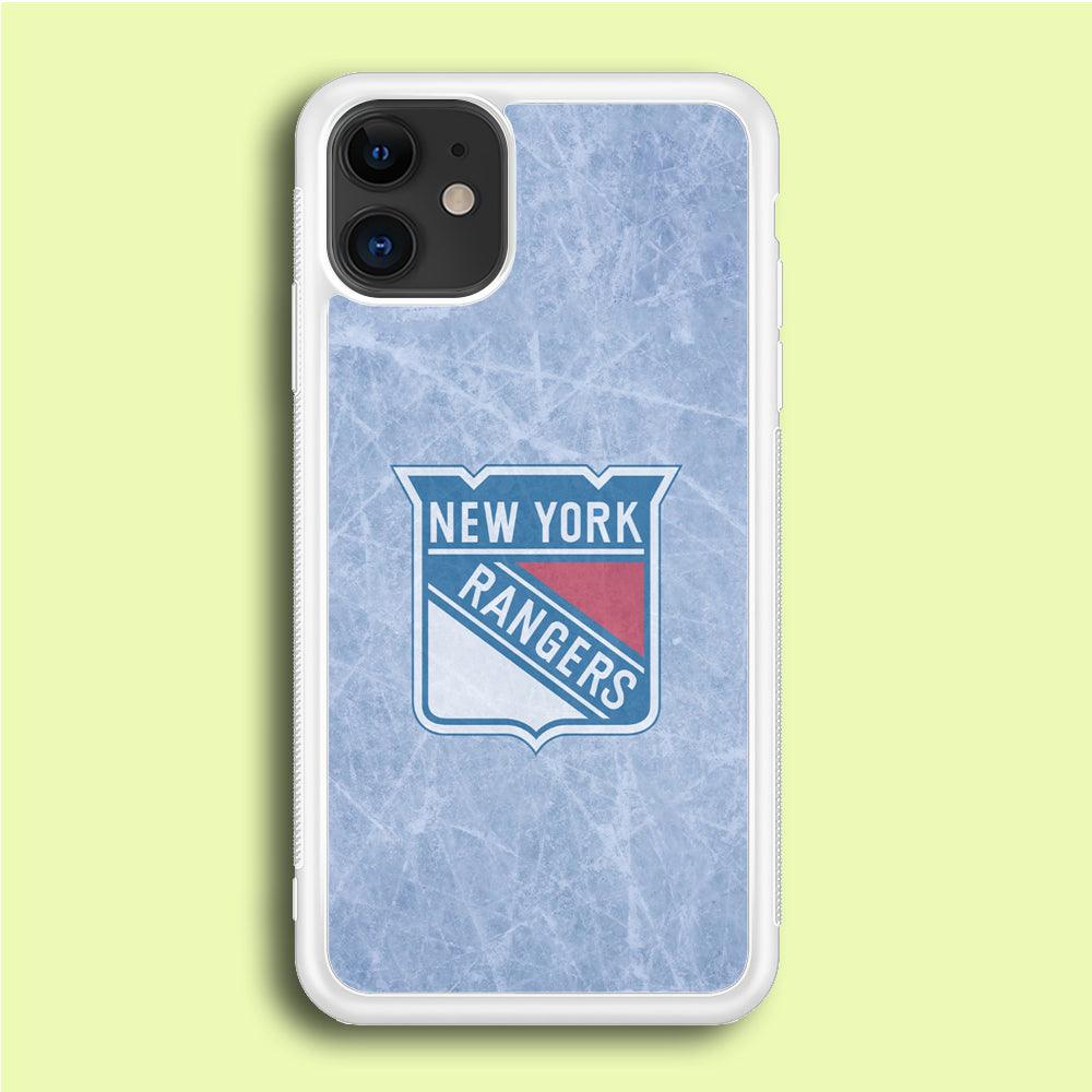 Hockey New York Rangers NHL 002 iPhone 12 Case-Rubber / White (2D Case)-Xtracase