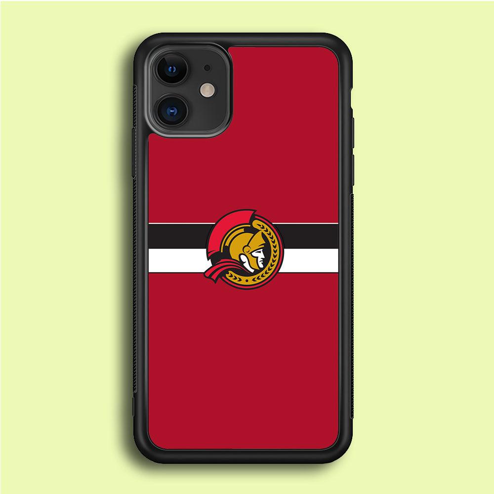 Hockey Ottawa Senators NHL 001 iPhone 12 Mini Case-Rubber / Black (2D Case)-Xtracase