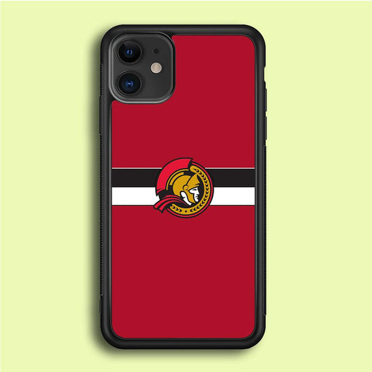 Hockey Ottawa Senators NHL 001 iPhone 12 Mini Case-Rubber / Black (2D Case)-Xtracase