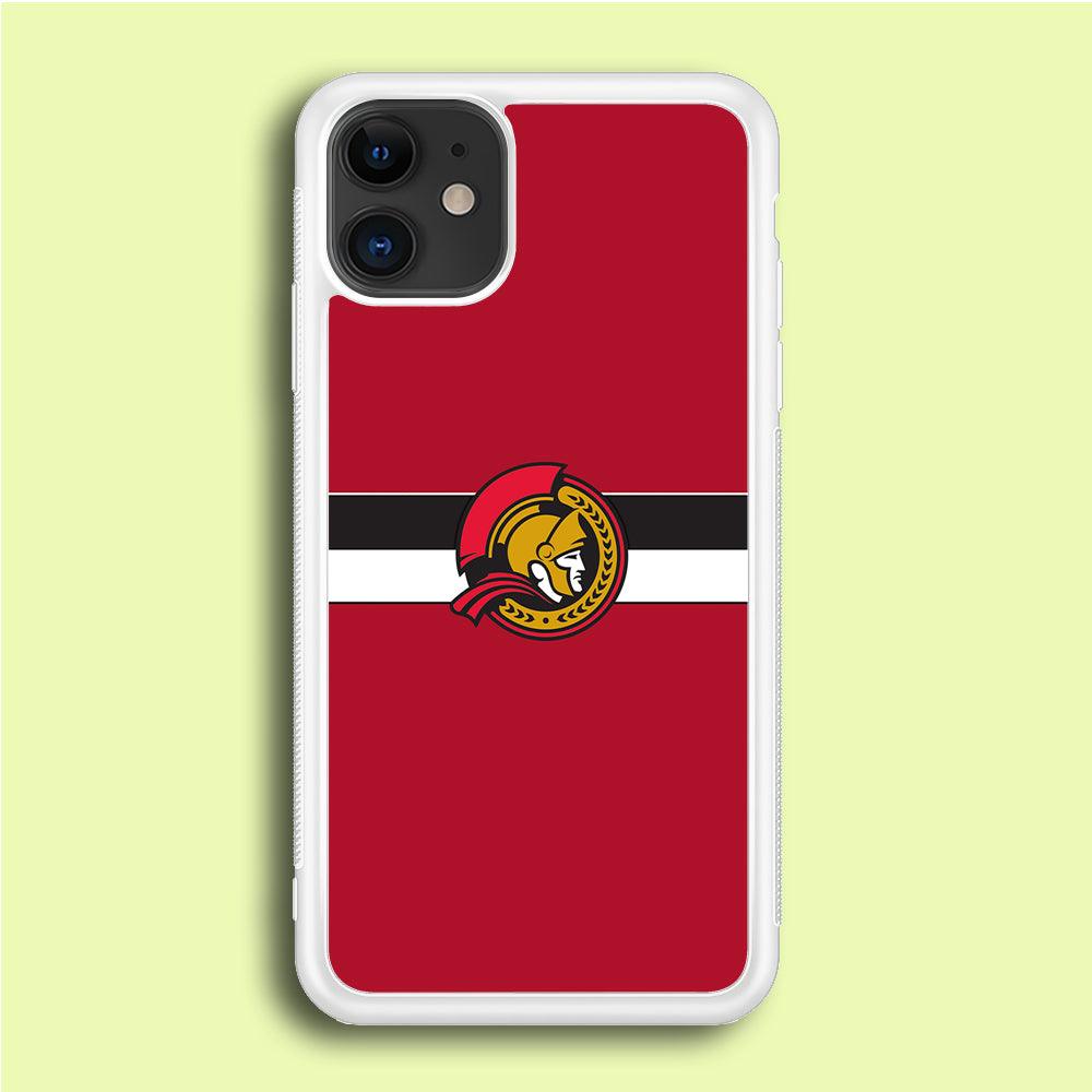 Hockey Ottawa Senators NHL 001 iPhone 12 Mini Case-Rubber / White (2D Case)-Xtracase