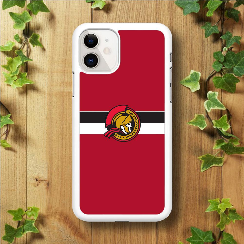 Hockey Ottawa Senators NHL 001 iPhone 11 Case-Rubber / White (2D Case)-Xtracase