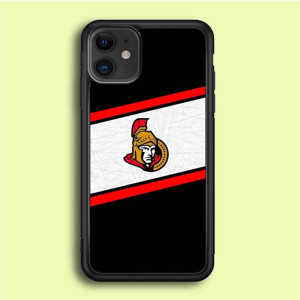 Hockey Ottawa Senators NHL 002 iPhone 12 Case-Rubber / Black (2D Case)-Xtracase