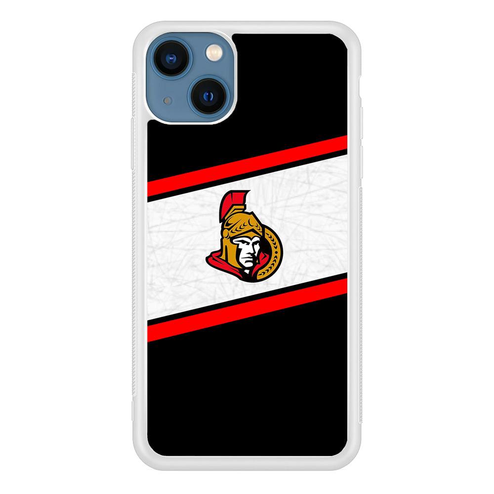 Hockey Ottawa Senators NHL 002 iPhone 13 Case-Rubber / White (2D Case)-Xtracase