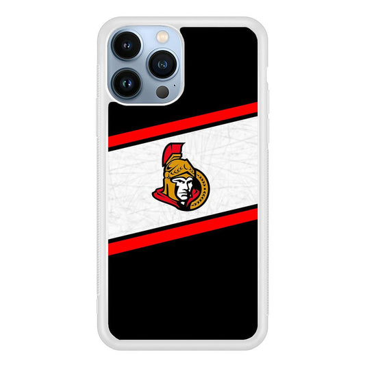 Hockey Ottawa Senators NHL 002 iPhone 13 Pro Max Case-Rubber / White (2D Case)-Xtracase