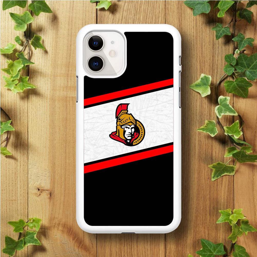 Hockey Ottawa Senators NHL 002 iPhone 11 Case-Rubber / White (2D Case)-Xtracase