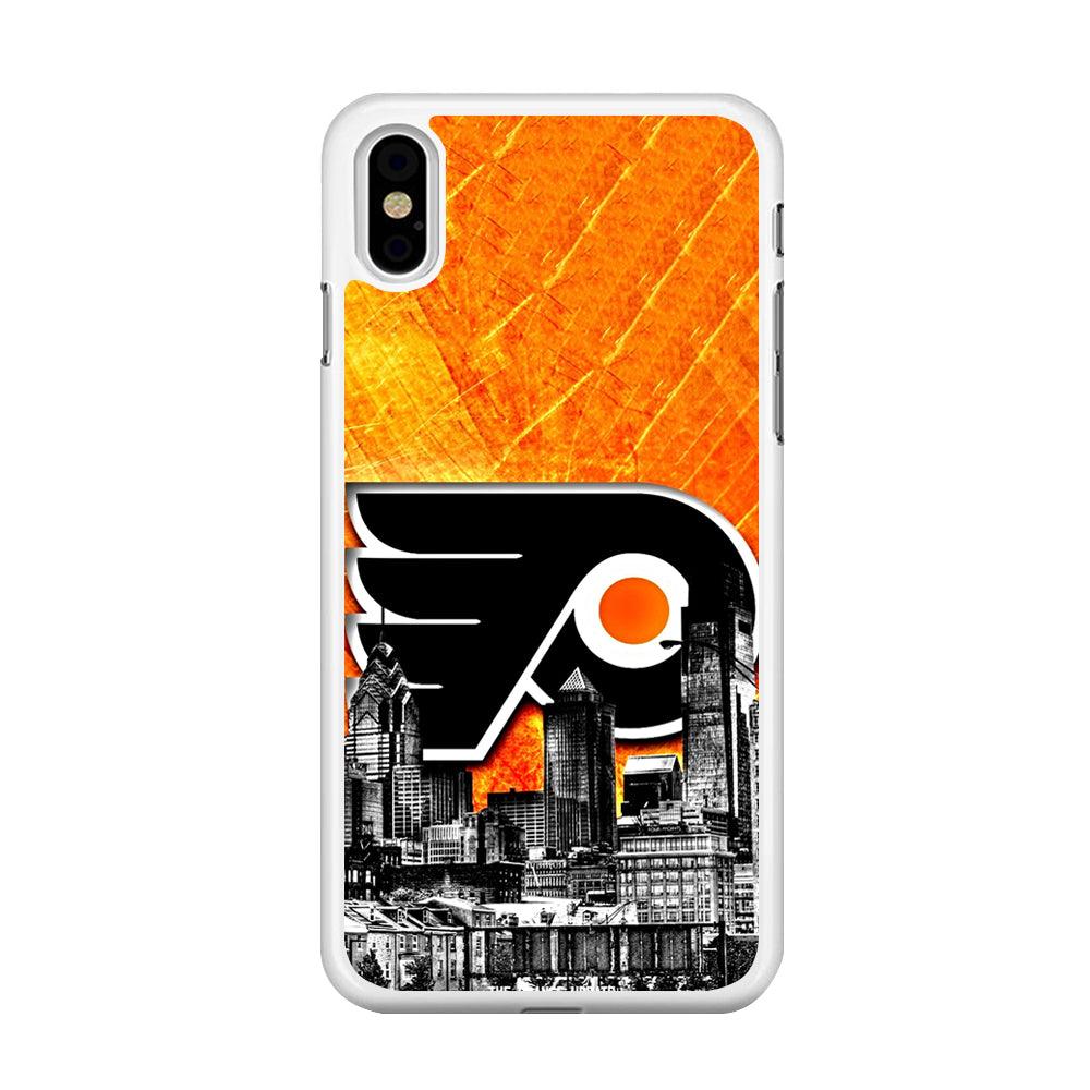 Hockey Philadelphia Flyers NHL 001 iPhone Xs Case-Rubber / White (2D Case)-Xtracase