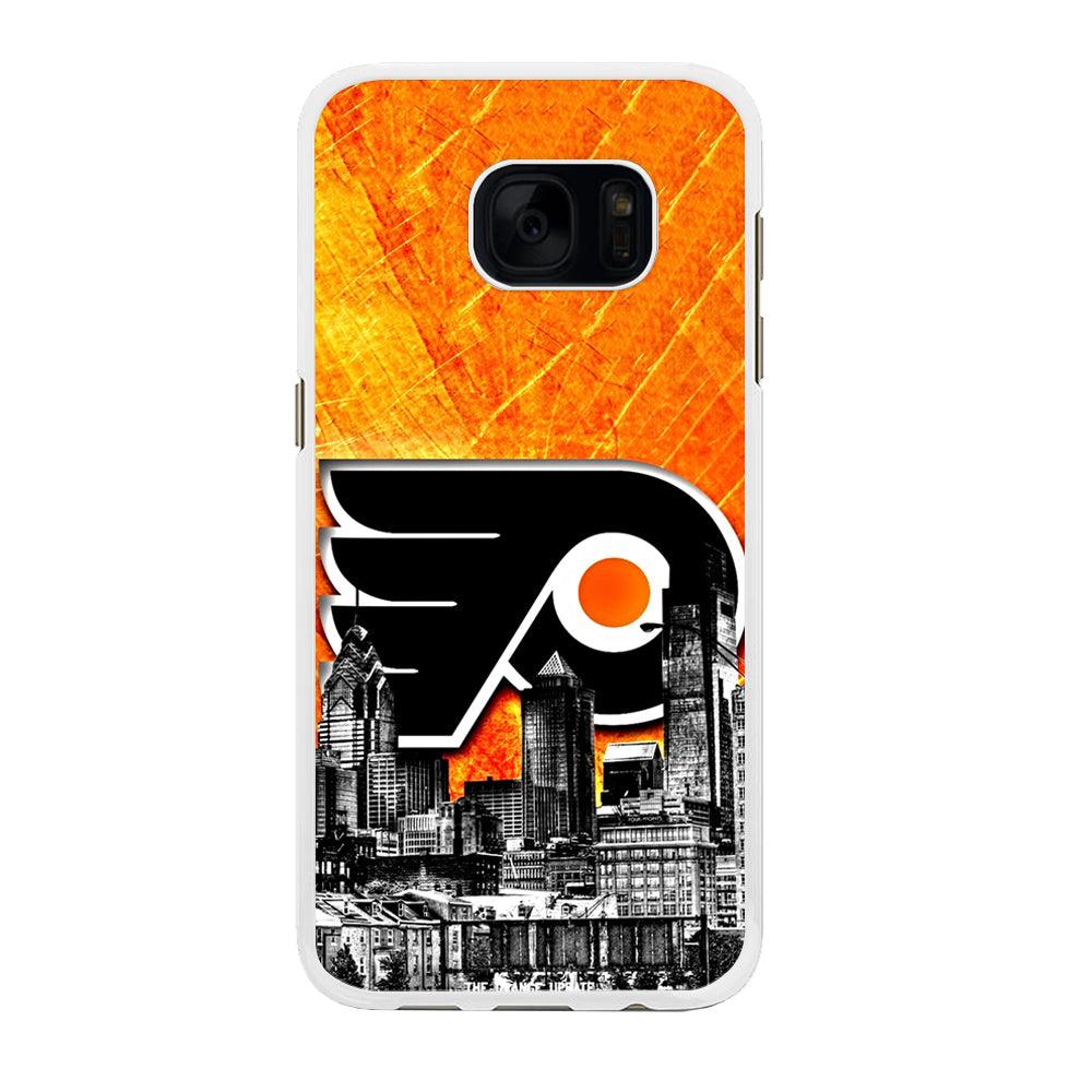 Hockey Philadelphia Flyers NHL 001 Samsung Galaxy S7 Edge Case-Rubber / White (2D Case)-Xtracase