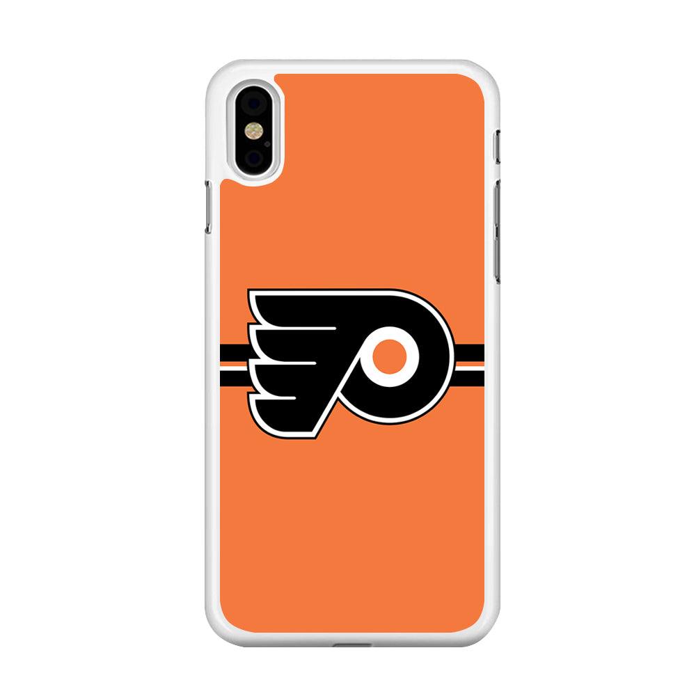 Hockey Philadelphia Flyers NHL 002 iPhone Xs Case-Rubber / White (2D Case)-Xtracase