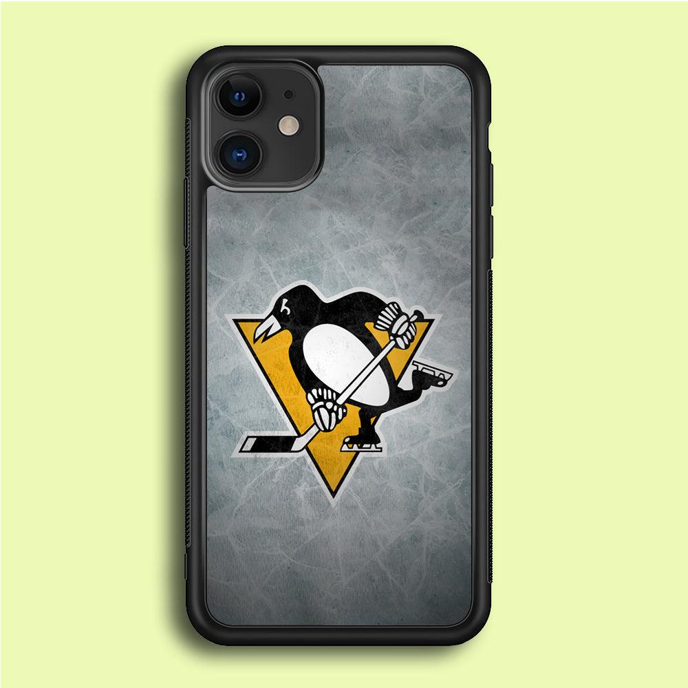 Hockey Pittsburgh Penguins NHL 002 iPhone 12 Case-Rubber / Black (2D Case)-Xtracase