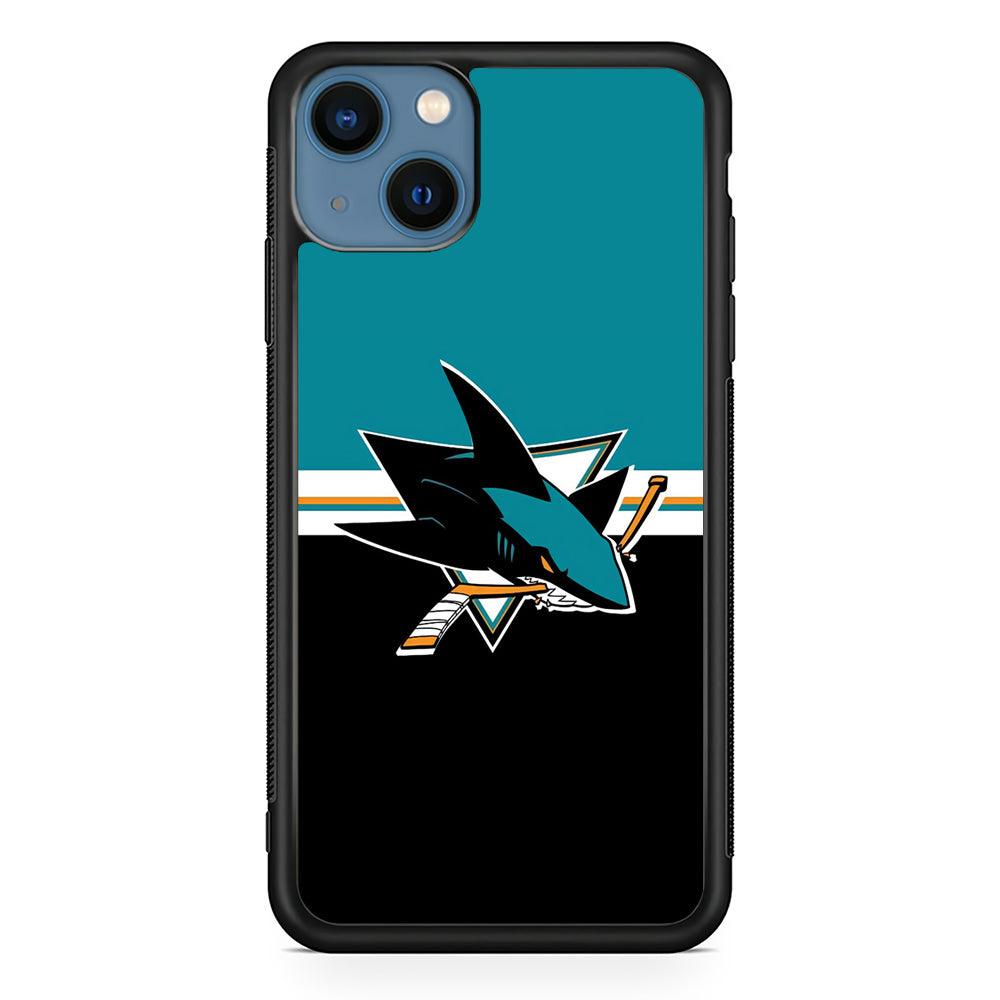 Hockey San Jose Sharks NHL 001 iPhone 13 Mini Case-Rubber / Black (2D Case)-Xtracase