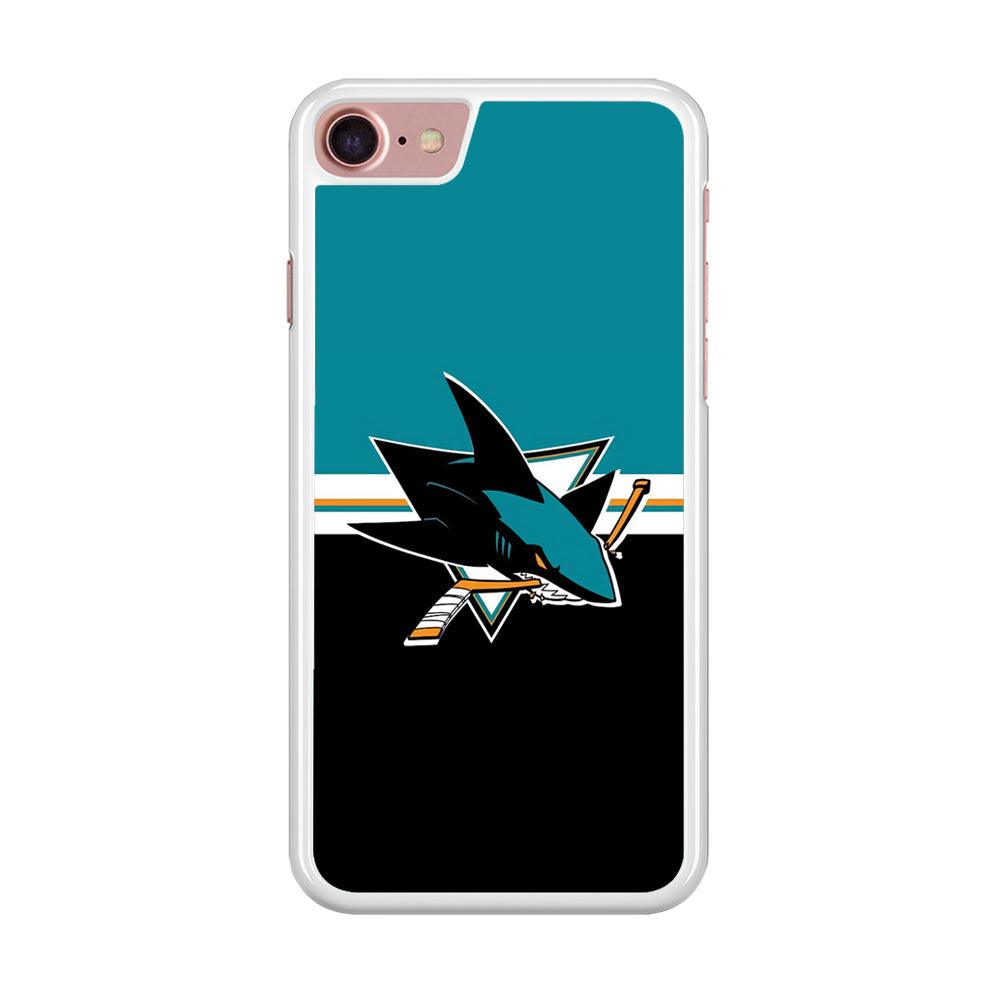 Hockey San Jose Sharks NHL 001 iPhone SE 2020 Case-Rubber / White (2D Case)-Xtracase