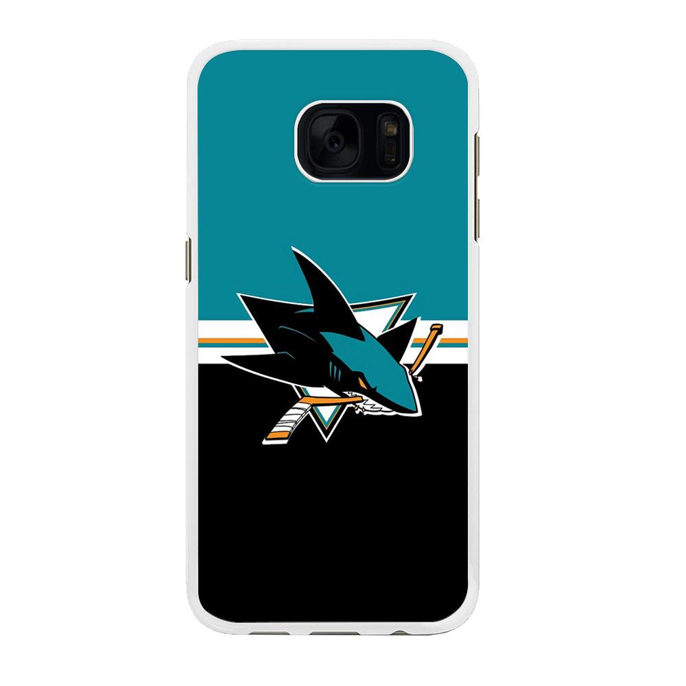 Hockey San Jose Sharks NHL 001 Samsung Galaxy S7 Case-Rubber / White (2D Case)-Xtracase