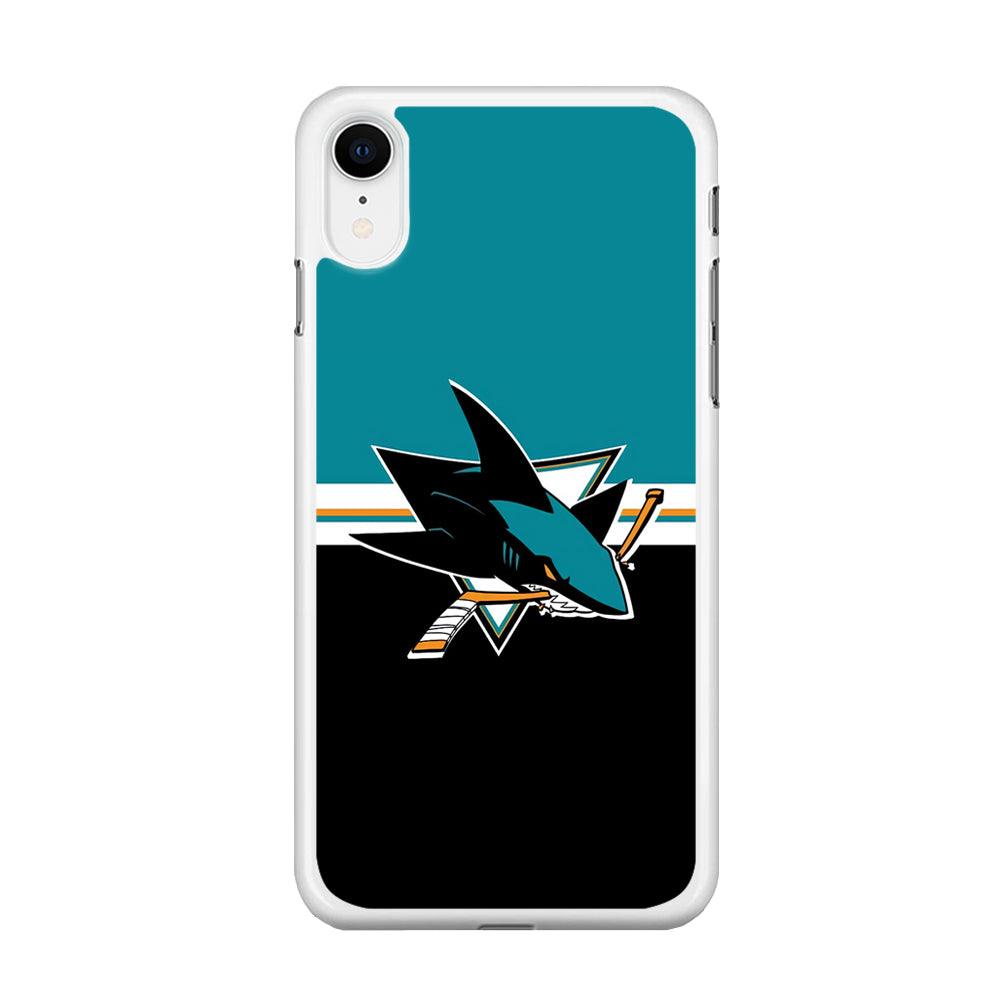 Hockey San Jose Sharks NHL 001 iPhone XR Case-Rubber / White (2D Case)-Xtracase