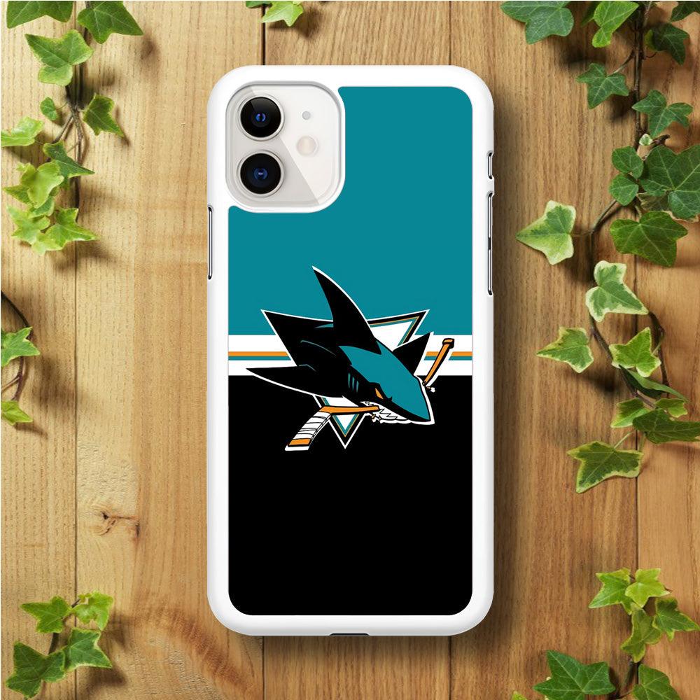 Hockey San Jose Sharks NHL 001 iPhone 11 Case-Rubber / White (2D Case)-Xtracase