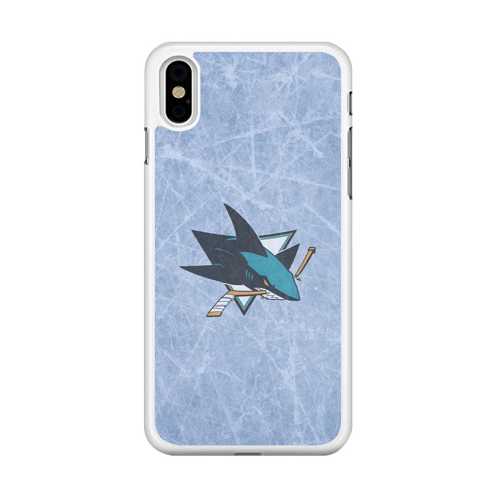 Hockey San Jose Sharks NHL 002 iPhone X Case-Rubber / White (2D Case)-Xtracase