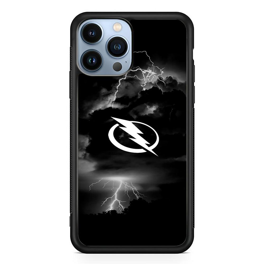 Hockey Tampa Bay Lightning NHL 002 iPhone 13 Pro Case-Rubber / Black (2D Case)-Xtracase
