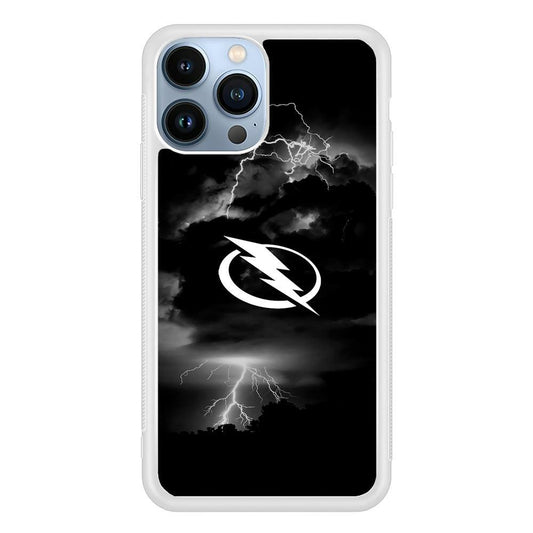 Hockey Tampa Bay Lightning NHL 002 iPhone 13 Pro Max Case-Rubber / White (2D Case)-Xtracase