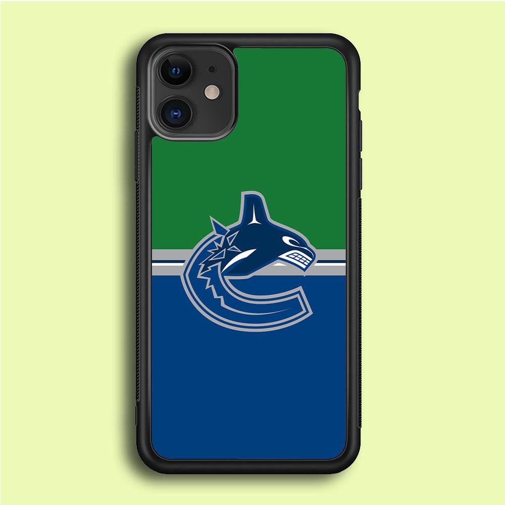 Hockey Vancouver Canucks NHL 002 iPhone 12 Case-Rubber / Black (2D Case)-Xtracase