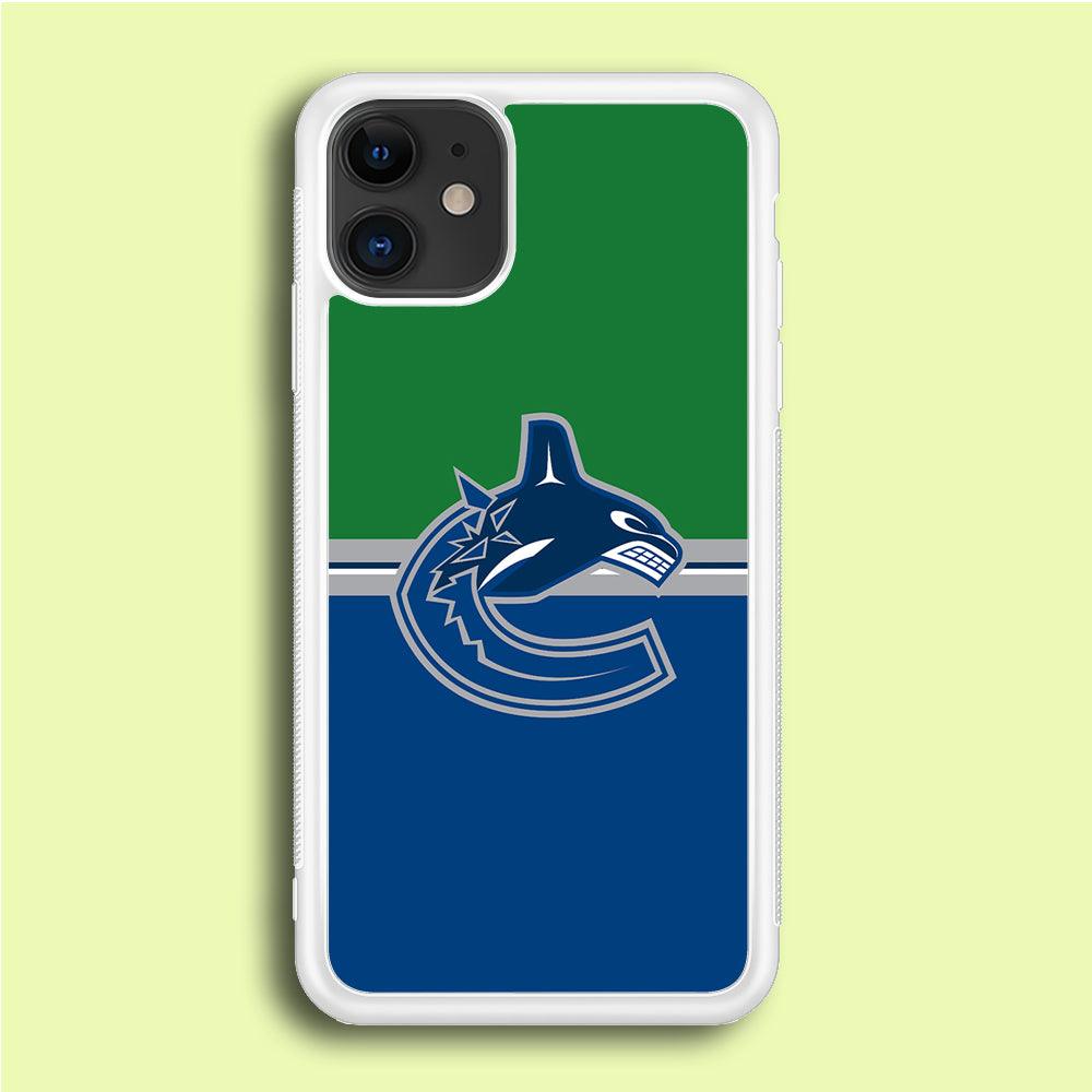 Hockey Vancouver Canucks NHL 002 iPhone 12 Case-Rubber / White (2D Case)-Xtracase